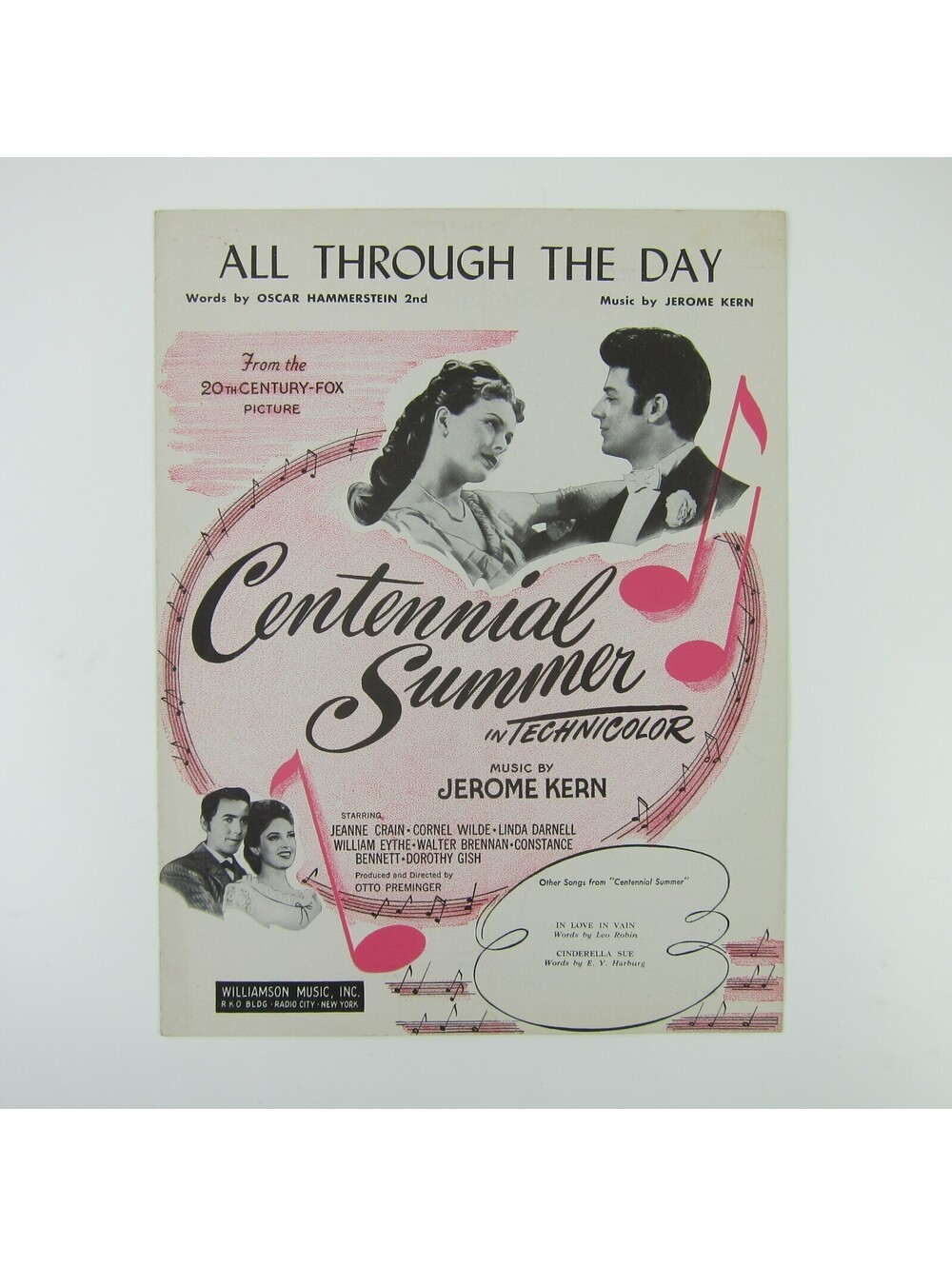Sheet Music All Through The Day Centennial Summer Jeanne Crain Vintage 1946